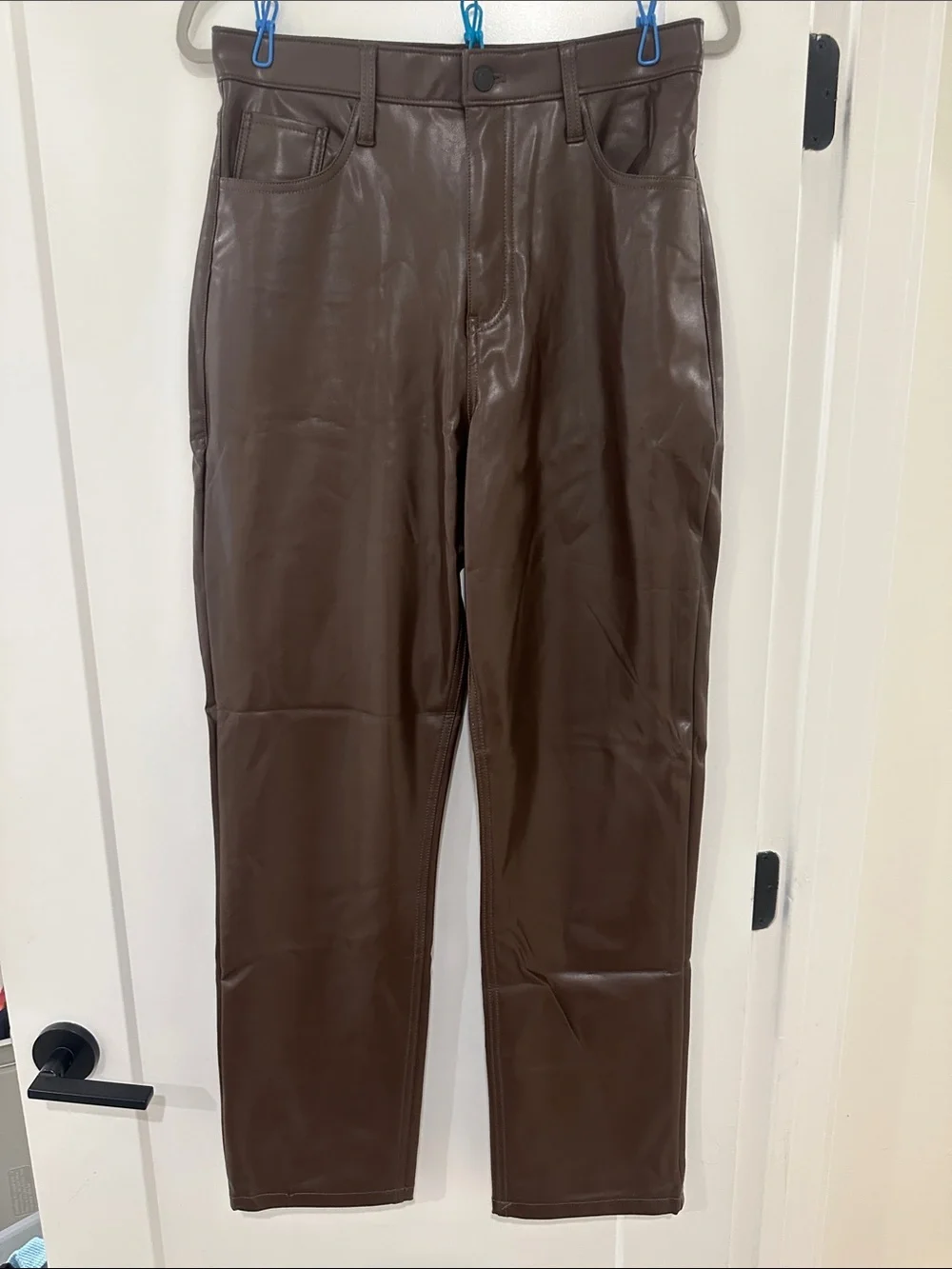 Abercrombie & Fitch Brown Faux Leather High-Waist Pants
